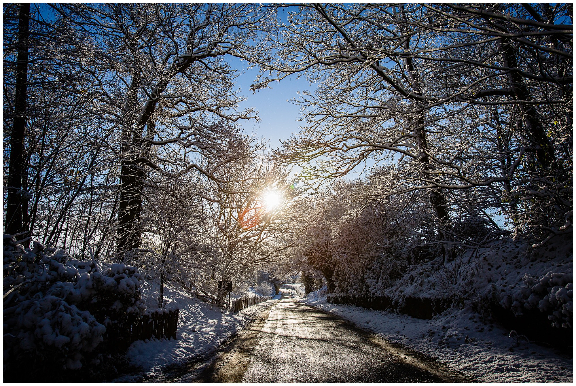 entrance of a snowy iscoyd park, whitchurch,shropshire
