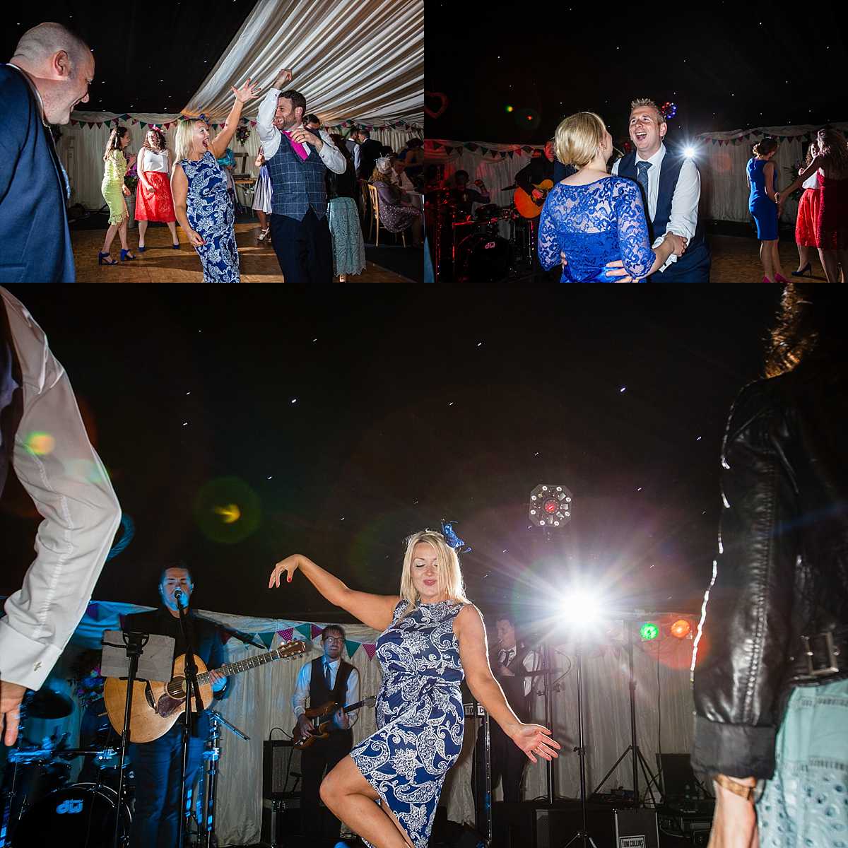 guests enjoying themselves at marquee wedding and dancing