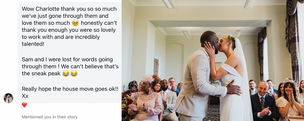 Bride and Groom kissing at the end of the ceremony at St George's Hall // Wedding Photographer Liverpool and a text message from the Bride to say she loves her photos!
