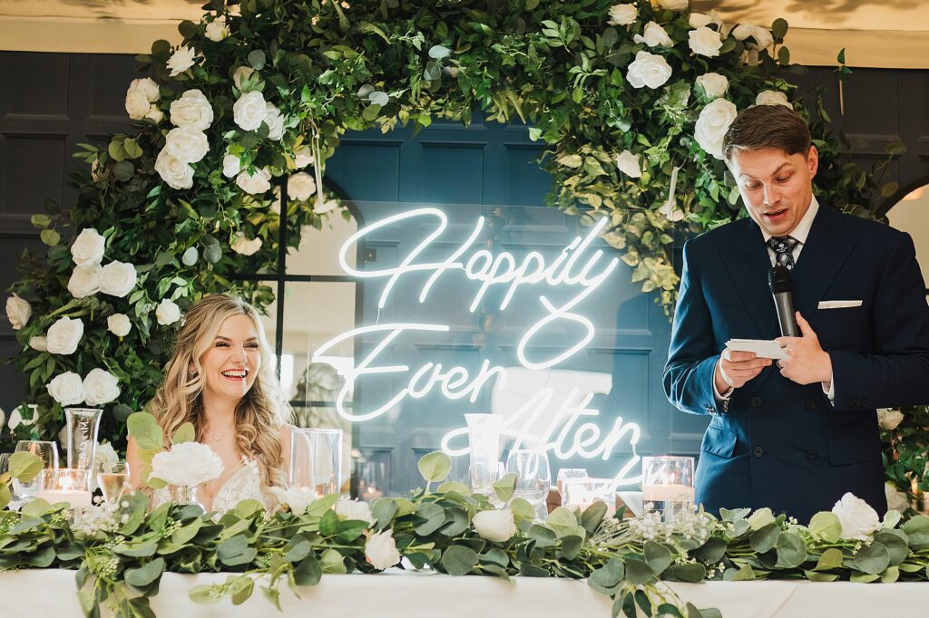 Groom doing his speech in the Pavilion, Combermere Abbey, Whitchurch, Shropshire