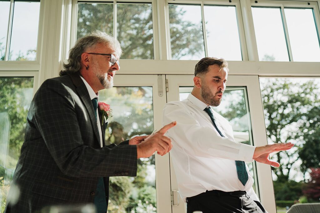 Best men performing dance moves in their speech // Staffordshire Wedding Photographer