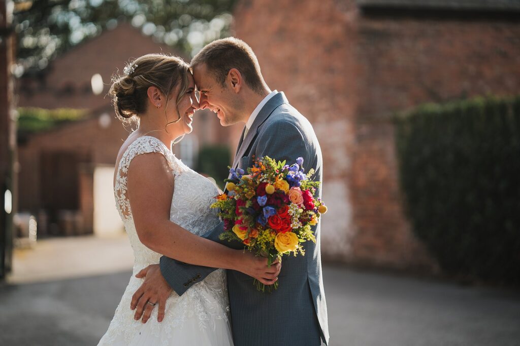 Bride and Groom golden hour portraits at Rossett Hall, Wales