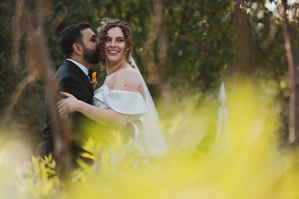 Bride and Groom portrait in the gardens of Combermere Abbey // Cheshire wedding venue