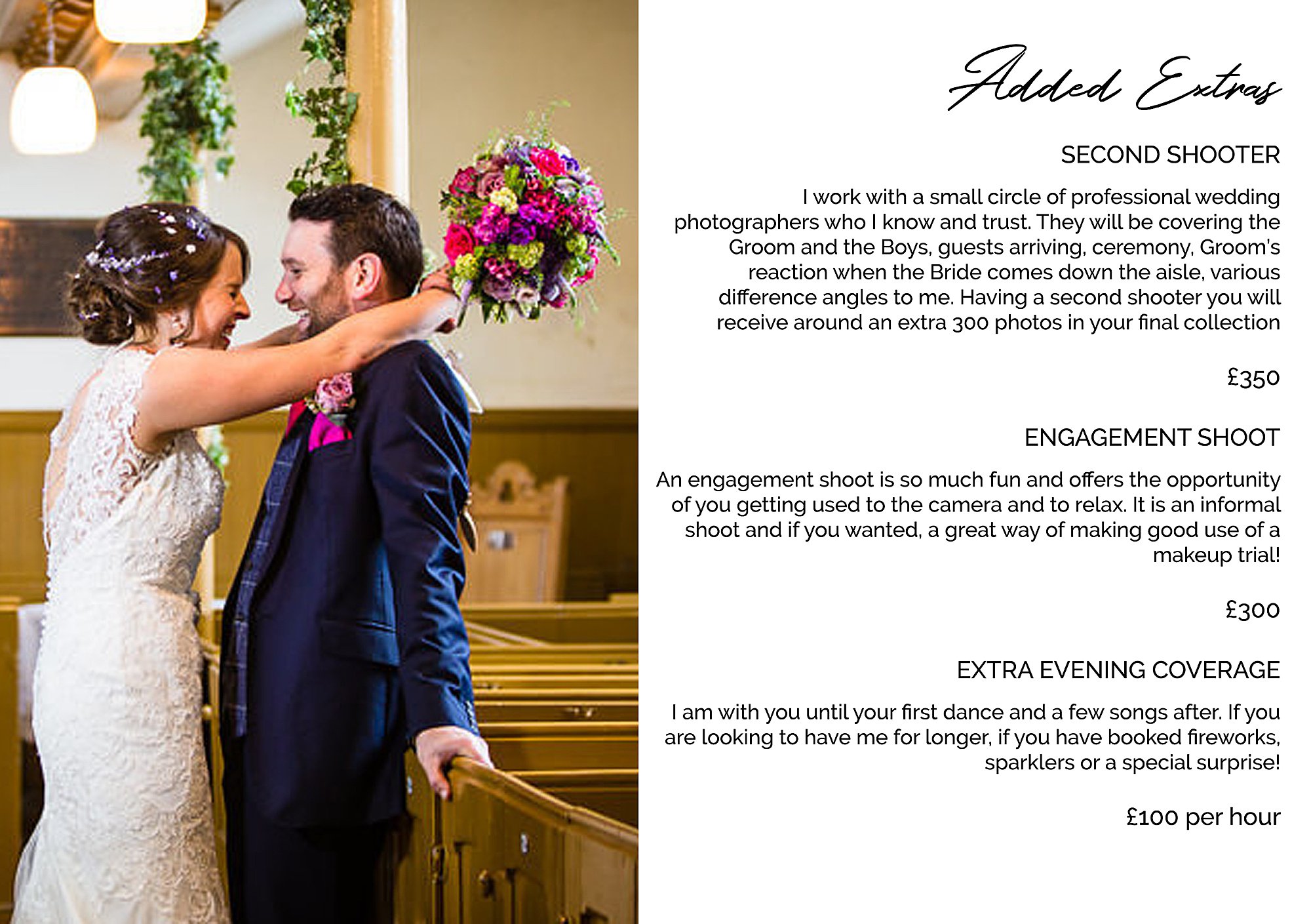 Additional extras price list for Charlotte Giddings Photography // Shropshire Wedding Photographer